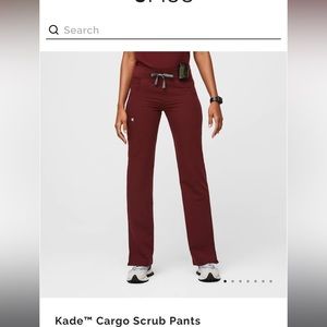 Figs burgundy kade cargo scrub pants